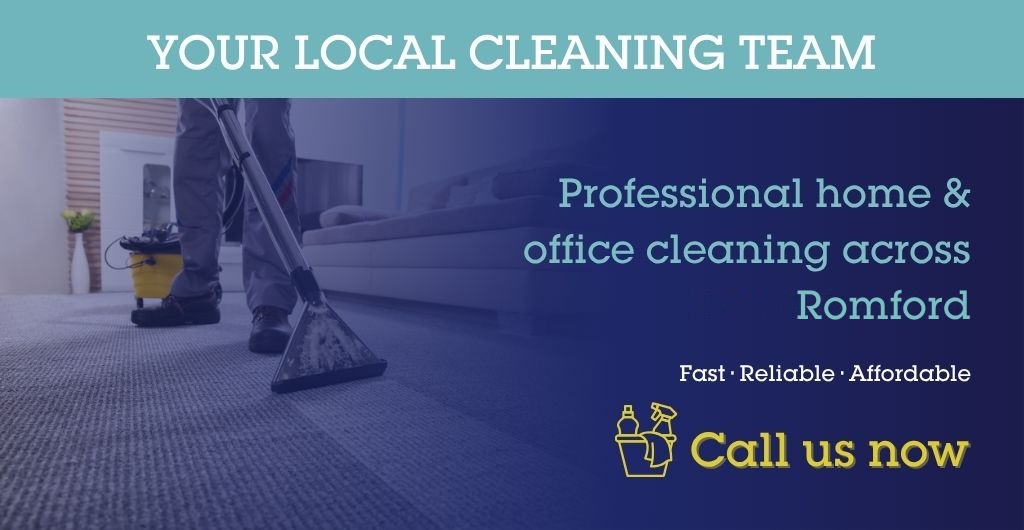 Cleaning Romford cleaner wiping down a kitchen worktop in a home in the RM postcode area