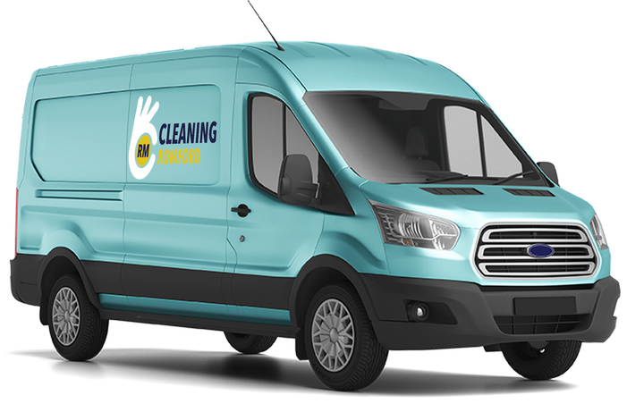 Cleaning Romford van loaded with cleaning supplies and equipment, on its way to a job in the RM area
